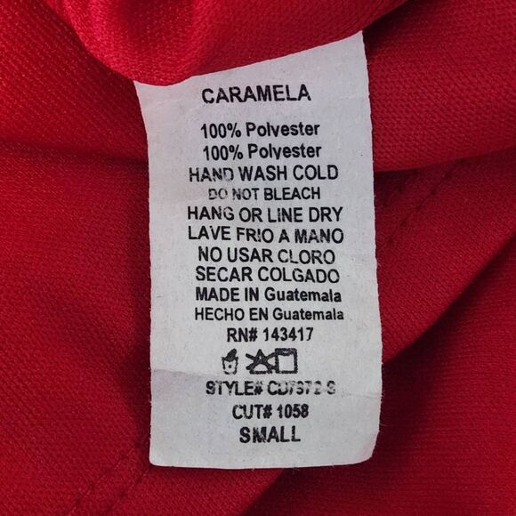 Caramela Red Ruffle Trim Mini Dress Size Small Oversized Red Mini Dress - Picture 9 of 10